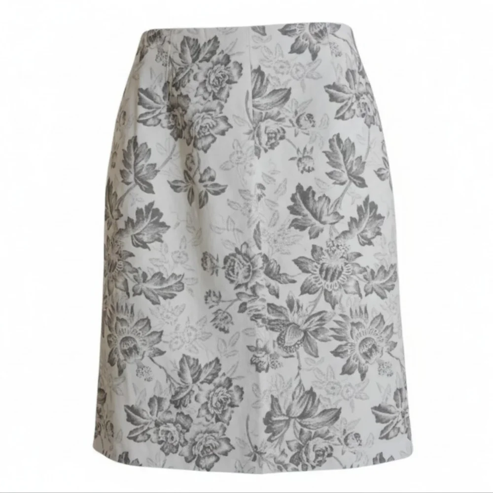 J. Crew floral print linen cotton blend A line skirt cream gray women's size 12